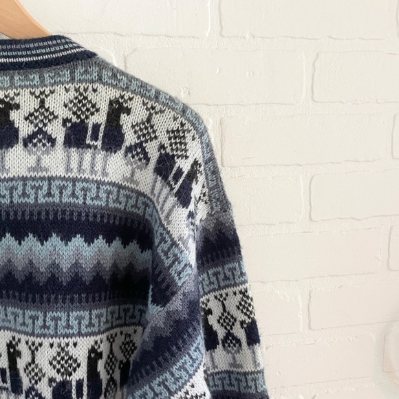 Alpaca Zipped Knit cardigan Sweater Alpaca Wool Fair Isle Hygge Southwestern L - Picture 12 of 14